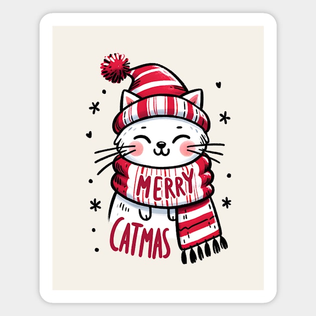 Merry Catmas Magnet by Nessanya